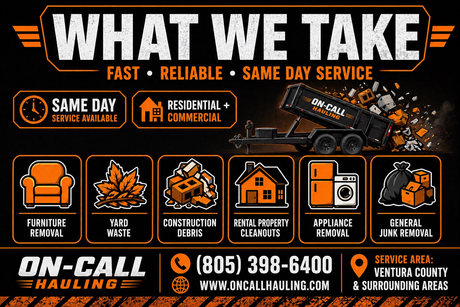 What We Take - On Call Hauling Ventura County Junk Removal