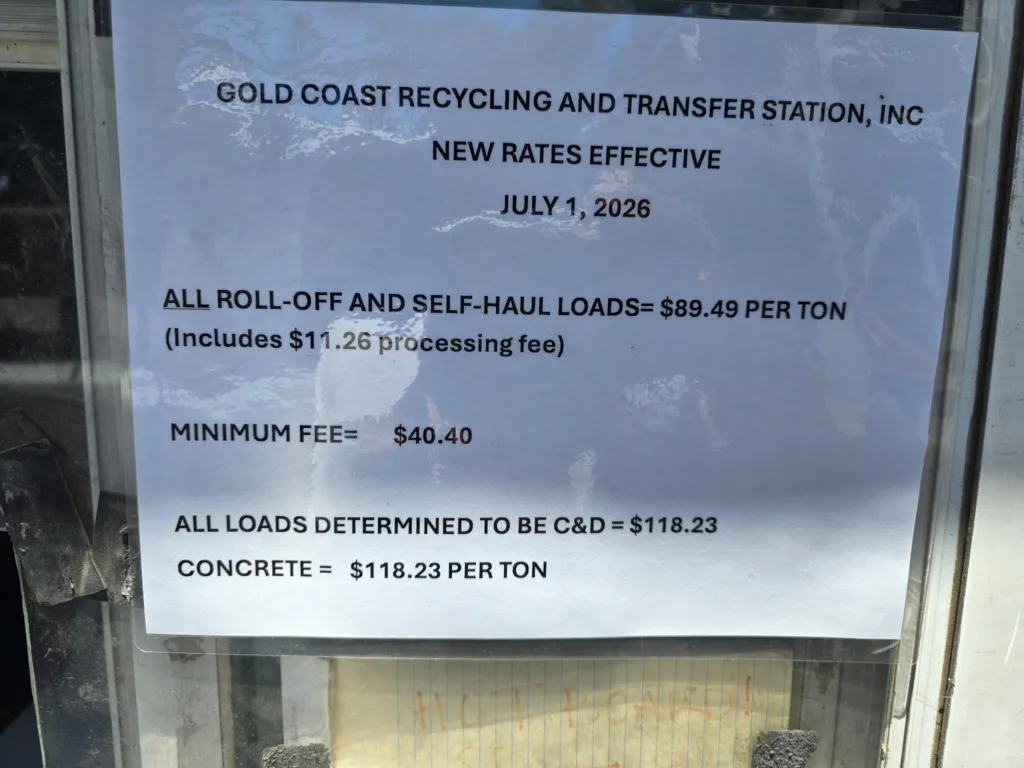 Gold Coast Recycling and Transfer Station disposal rates in Ventura County for junk removal and construction debris.