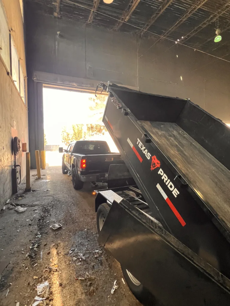 Empty dump trailer at Gold Coast Recycling and Transfer Station after Malibu debris removal